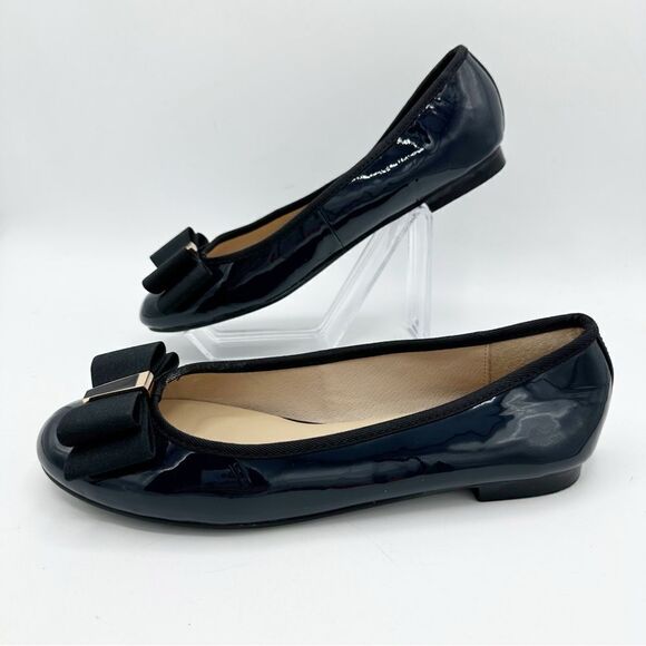 Maud Frizon Women's Black Patent Leather Ballet Flats W/Enamel Accent w/ Bow 6.5 - Picture 4 of 12